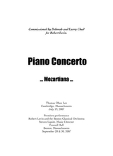 Piano Concerto Mozartiana 2007 For Piano Solo And Chamber Orchestra