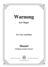 Mozart Warnung In F Major For Voice And Piano