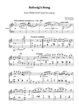 Grieg Solveigs Song Piano Solo