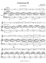 Liebestraum For Violin And Piano Simplified